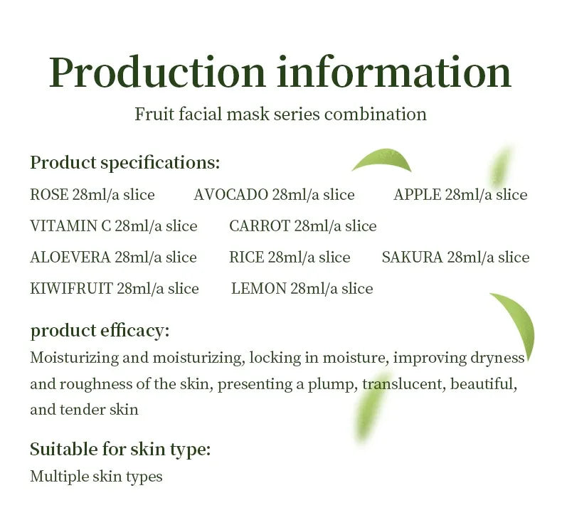 Fruit-flavored Mask, Hydrating, Moisturizing and Nourishing Skin Care Protein,gently Brightening The Complexion,plant-based Mask
